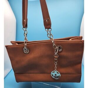 Bueno Brown Shoulder Bag with silver tone Accents 13" L X 9"t x 6 w
